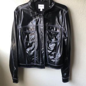 Nine West Faux-Leather Trucker Jacket